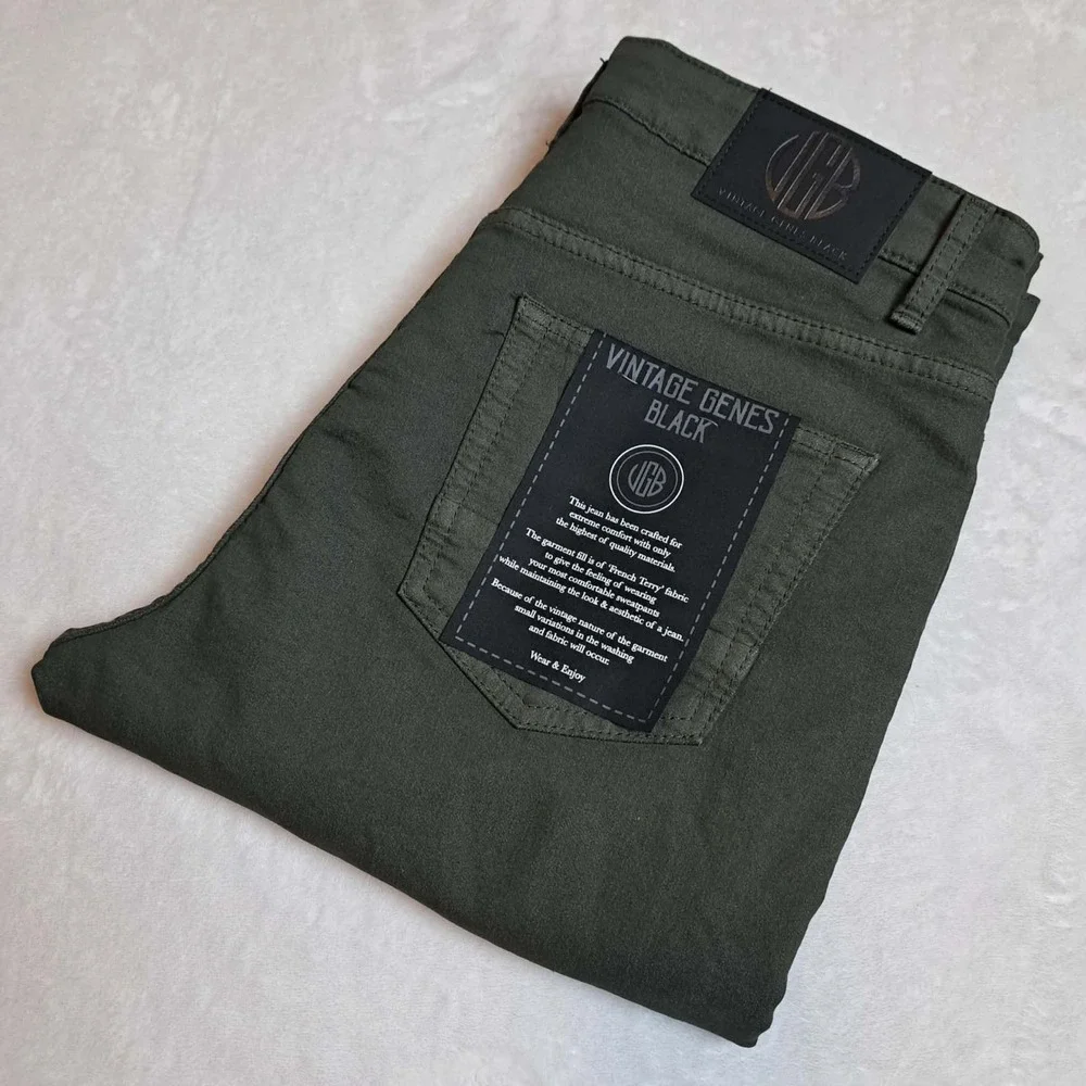 VGB Vintage Genes Black Men's Stretch Green Jeans Size 34X30 New
